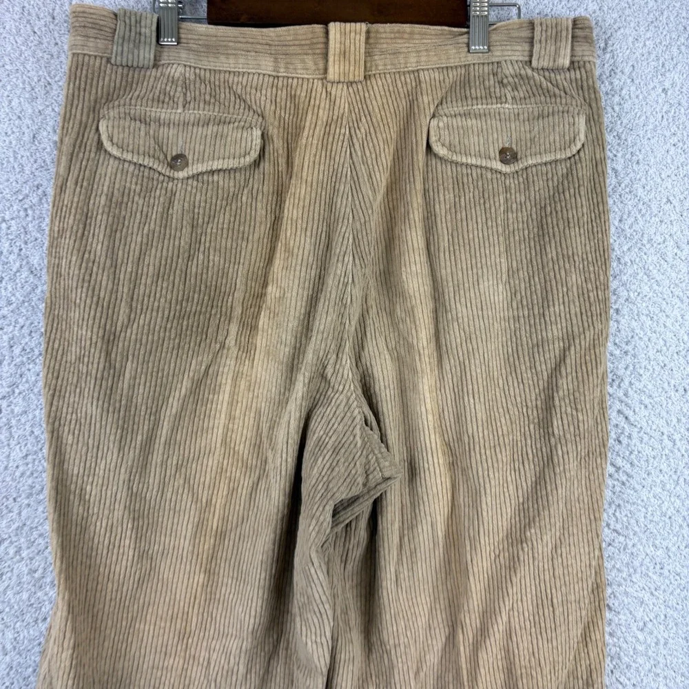 Giorgio Armani Corduroy Pants Mens 36x32 Beige Brown Pleated Italy Vintage Y2K
